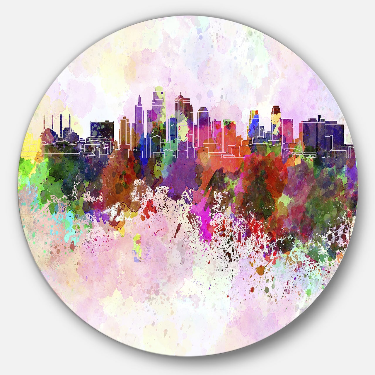 Designart - Kansas City Skyline' Disc Cityscape Metal Artwork Print